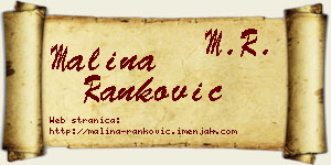 Malina Ranković vizit kartica